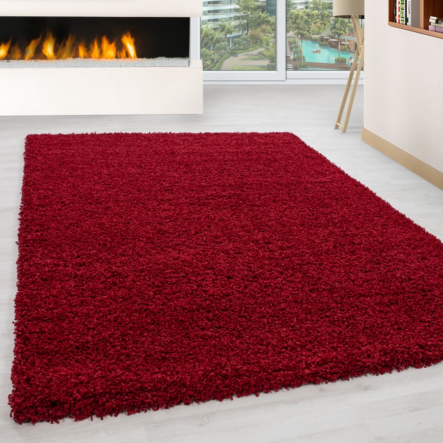 Shaggy Rug Large Red for Living Room, Bedroom, Dining Room